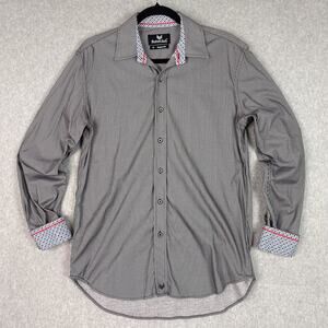 Buttercloth Shirt Mens M Black Regular Fit Long Sleeve Button Up Geometric